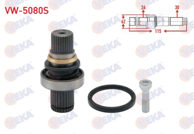 Volkswagen Transporter V 2.5 TDI A-T 2003-2011 Aks Kafası Sol-Sağ Ön İç Freze Ek Mili 26X30X62 Uzunluk 115 mm