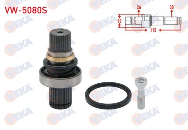 Volkswagen Transporter V 2.5 TDI A-T 2003-2011 Aks Kafası Sol-Sağ Ön İç Freze Ek Mili 26X30X62 Uzunluk 115 mm