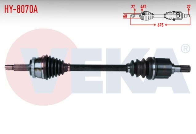 Hyundai i30 (FD) 1.6 CRDI A-T Absli 46 Dış Uzunluk 675mm 2007-2011 Komple Aks Sol Ön