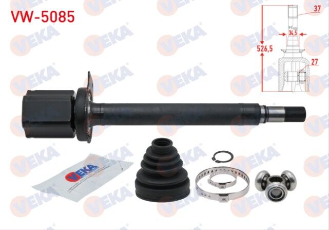 Volkswagen Transporter VI 2.0 TDI 140 HP A-T 2009- Aks Kafası Sağ Ön İç 37X27X34,5 Uzunluk 526,5mm