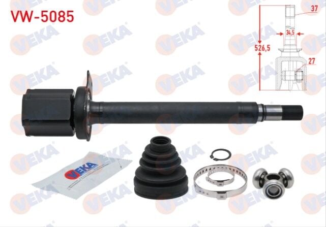 Volkswagen Transporter VI 2.0 TDI 140 HP A-T 2009- Aks Kafası Sağ Ön İç 37X27X34,5 Uzunluk 526,5mm