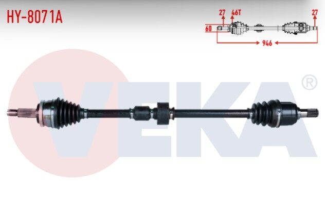 Hyundai i30 (FD) 1.6 CRDI A-T Absli 46 Dış Uzunluk 946mm 2007-2011 Komple Aks Sağ Ön
