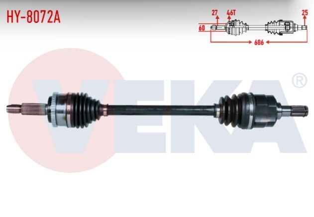 Hyundai Elantra 1.6 CVVT Absli 46 DIS M-T 6 İleri Uzunluk 686mm 2011-2015 Komple Aks Sol Ön