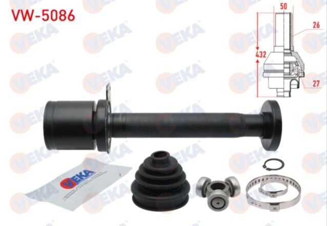 Volkswagen Transporter V 1.9 TDI - 2.0 TDI - 2.0 BITDI 2003-2011 Aks Kafası Sağ Ön İç 26X27X50 Uzunluk 432mm