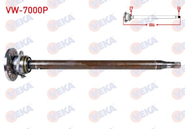 Volkswagen Crafter 30-35 (2E) 109 HP 2.5 TDI 29X26 Uzunluk 886mm 2006-2016 Aks Mili Arka Poryalı Kısa İnce Sol