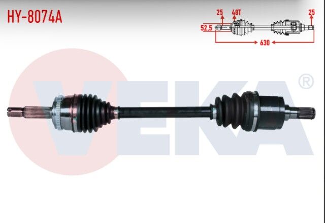 Hyundai Getz (TB) 1.3i - 1.4i - 1.6i 2002-2008 Komple Aks Sol Ön Absli 48 Dış Uzunluk 630mm