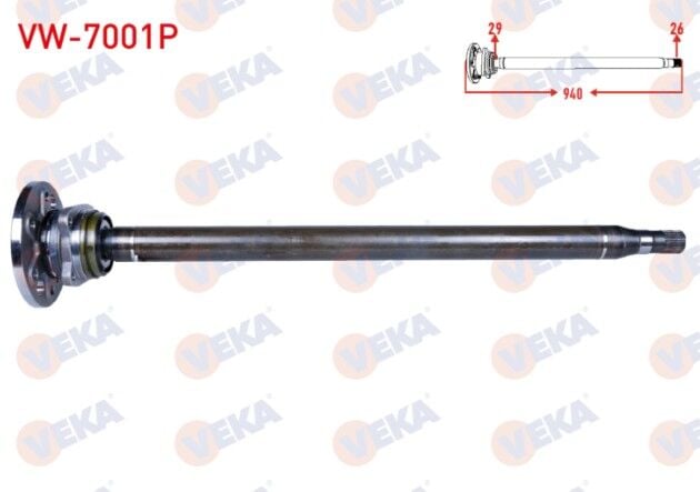 Volkswagen Crafter 30-35 (2E) 109 HP 2.5 TDI 29X26 Uzunluk 937mm 2006-2016 Aks Mili Arka Poryalı Uzun İnce Sağ