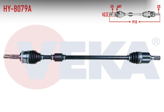 Hyundai I20 (GB) 1.2 Absli 48 Dış Uzunluk 912mm 2015- Komple Aks Sağ Ön