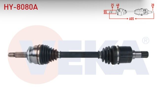 Hyundai Accent Blue 1.6 CRDI 7 İleri A-T 2012- Komple Aks Sol Ön Absli 48 Dış Uzunluk 605mm