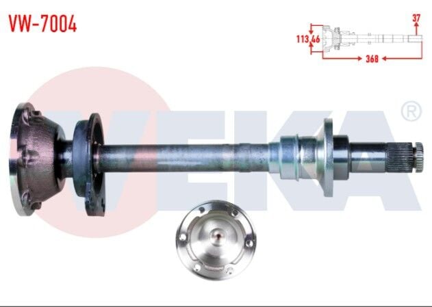 Volkswagen Transporter IV (70XB,70XC,7DB,7DW) 2.5 D İç Freze 37 Uzunluk 368mm 1990-2003 Aks İlave Mili ve Frezesi Ön Sağ