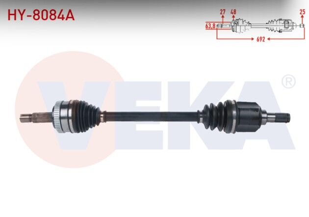 Hyundai IX35 1.6 GDI M-T 4X2 2010- / Kia Sportage 1.6 GDI M-T 4X2 2010- Komple Aks Sol Ön Absli 48 Dış Uzunluk 692mm