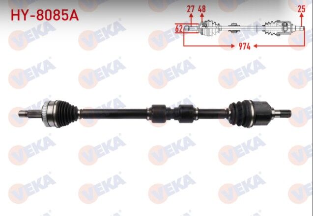 Hyundai IX35 1.6 GDI M-T 4X2 2010- / Kia Sportage 1.6 GDI M-T 4X2 2010- Komple Aks Sağ Ön Absli 48 Dış Uzunluk 974mm