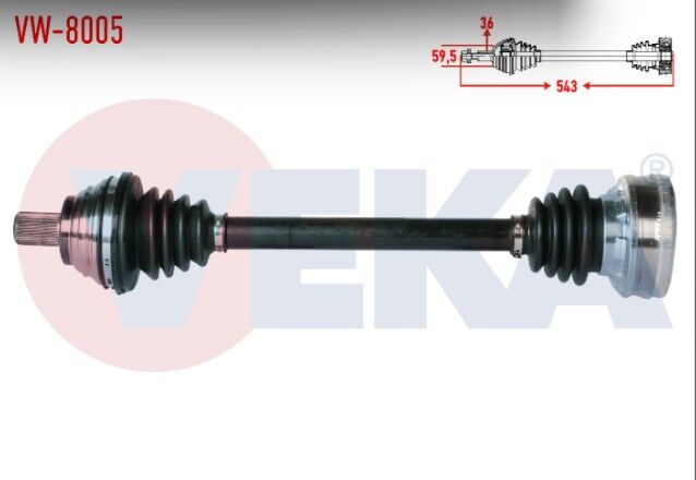 Volkswagen Golf V (1K1) 1.6i Uzunluk 543mm 2003-2009 Komple Aks Sol Ön