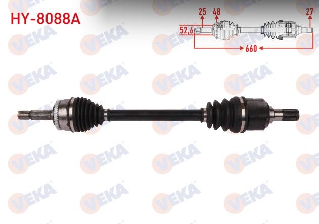 Hyundai i20 1.4 CRDI A-T/M-T 2015- Komple Aks Sol Ön Absli 48 Dış Uzunluk 650mm