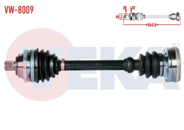 Volkswagen Transporter IV (70XB,70XC,7DB,7DW) 2.4 D Absli 48 Dış Uzunluk 540.8mm 1990-2003 Komple Aks Sol-Sağ Ön