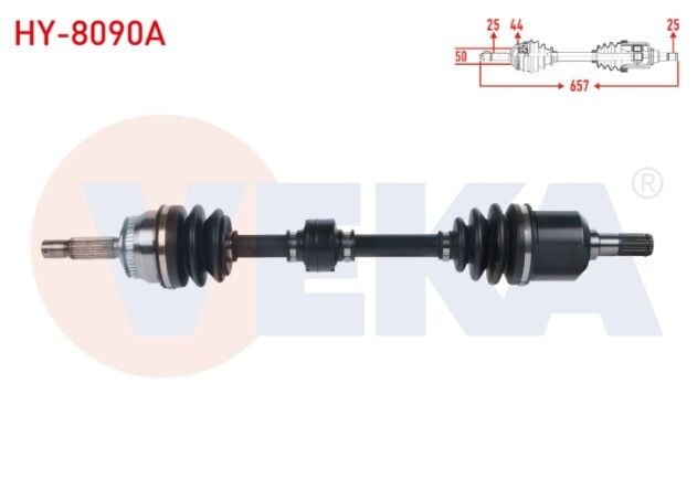 Hyundai Matrix (FC) 1.5 CRDI A-T/M-T 2001-2010 Komple Aks Sol Ön Absli 44 Dış Uzunluk 657mm