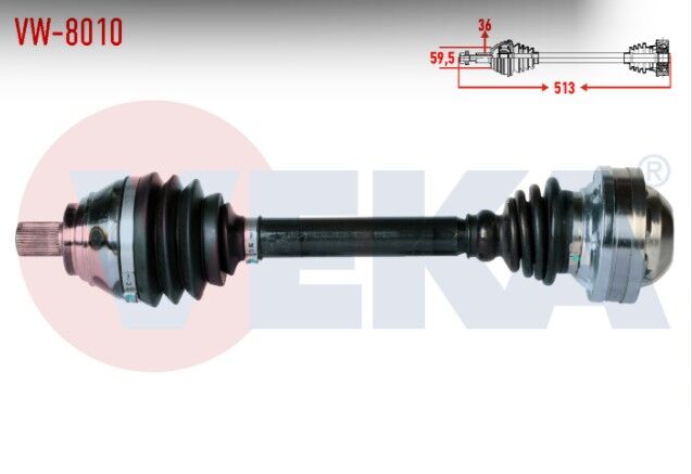 Volkswagen Caddy III (2KA,2KH,2CA,2CH) 1.9 TDI BJB Uzunluk 513mm 2004-2010 Komple Aks Sol Ön