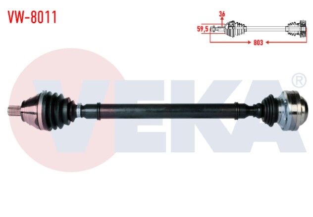 Volkswagen Caddy III (2KA,2KH,2CA,2CH) 1.9 TDI BJB Uzunluk 803mm 2004-2010 Komple Aks Sağ Ön