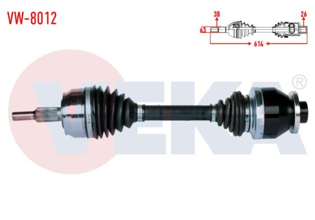 Volkswagen Transporter V (7HA,7HH,7EA,7EH) 2.5 TDI Uzunluk 613mm 2003-2011 Komple Aks Sol Ön