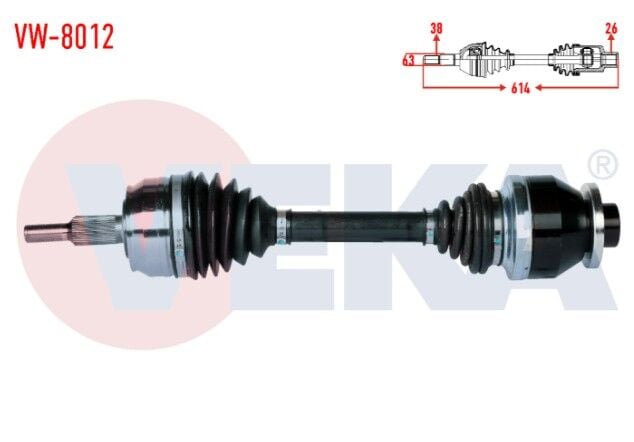 Volkswagen Transporter V (7HA,7HH,7EA,7EH) 2.5 TDI Uzunluk 613mm 2003-2011 Komple Aks Sol Ön