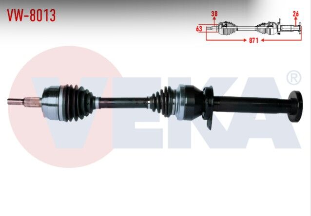 Volkswagen Transporter V (7HA,7HH,7EA,7EH) 2.5 TDI Uzunluk 871mm 2003-2011 613mm 2003-2011 Komple Aks Sağ Ön