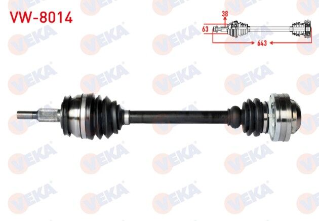 Volkswagen Transporter V (7HA,7HH,7EA,7EH) 1.9 TDI Uzunluk 645mm 2003-2011 Komple Aks Sol Ön
