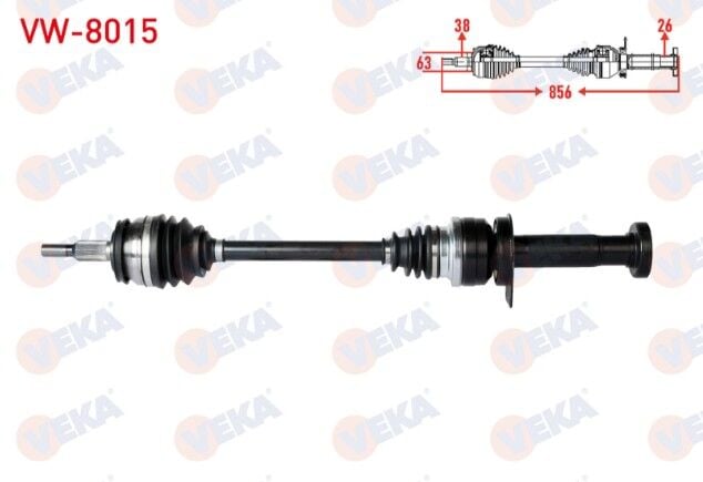 Volkswagen Transporter V (7HA,7HH,7EA,7EH) 1.9 TDI Uzunluk 858mm 2003-2011 Komple Aks Sağ Ön