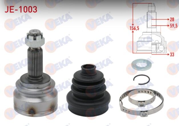 Jeep Compass 2.0 2011-/ Patriot 2.0 CRD 2007-/ Dodge Caliber 2.0 2006- Aks Kafası Sol-Sağ Ön Dış 8 Misket 28X33X59,5 Uzunluk 156,5mm