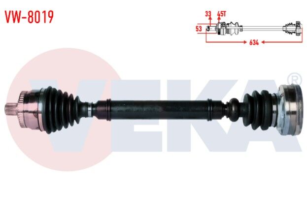 Volkswagen Passat (3B2) 1.8 T Absli 45 Dış Uzunluk 634mm 1996-2000 Komple Aks Sağ Ön
