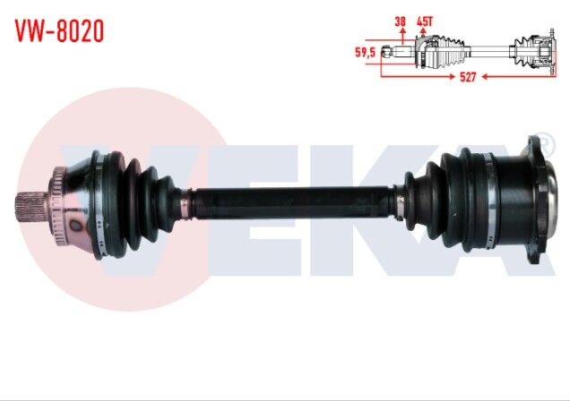 Volkswagen Passat (3B2) 1.9 TDI Absli 45 Dış Uzunluk 527mm 1996-2000 Komple Aks Sol Ön