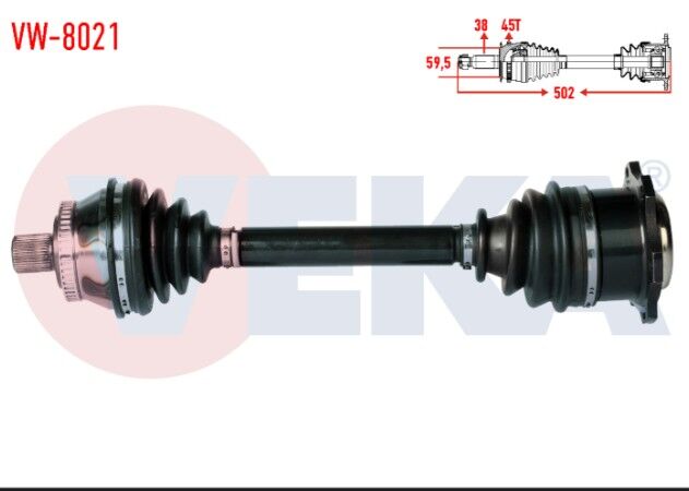 Volkswagen Passat (3B2) 1.9 TDI Absli 45 Dış Uzunluk 502mm 1996-2000 Komple Aks Sağ Ön