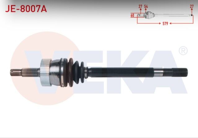 Jeep Cherokee (XJ) 2.5 TD - 4.0i 84-01 / Grand Cherokee I (ZJ) 4.0 - 5.2 91-99 / Wrangler I (YJ,SJ) 2.5 - 4.0 86-96 / Wrangler II (TJ) 2.5 - 4.0 96-08 Komple Aks Sol Ön Absli 54 Dış Uzunluk 579mm