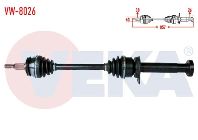 Volkswagen Transporter VI 2.0 TDI M-T 102 HP 5 Vites Uzunluk 857mm 2011- Komple Aks Sağ Ön