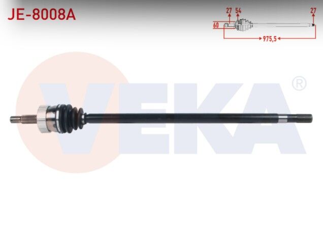 Jeep Cherokee (XJ) 2.5 TD - 4.0i 84-01 / Grand Cherokee I (ZJ) 4.0 - 5.2 91-99 / Wrangler I (YJ,SJ) 2.5 - 4.0 86-96 / Wrangler II (TJ) 2.5 - 4.0 96-08 Komple Aks Sağ Ön Absli 54 Dış Uzunluk 975,5mm