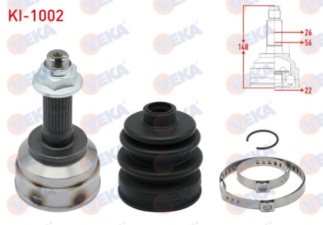 Kia Sephia (FA) 1.5i 16v 26X22X56 Uzunluk 148 mm 1993-2001 Aks Kafası Sol-Sağ Ön Dış