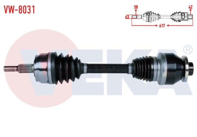 Volkswagen Transporter VI 2.0 TDI M-T Uzunluk 617 mm 2015- Komple Aks Sol Ön
