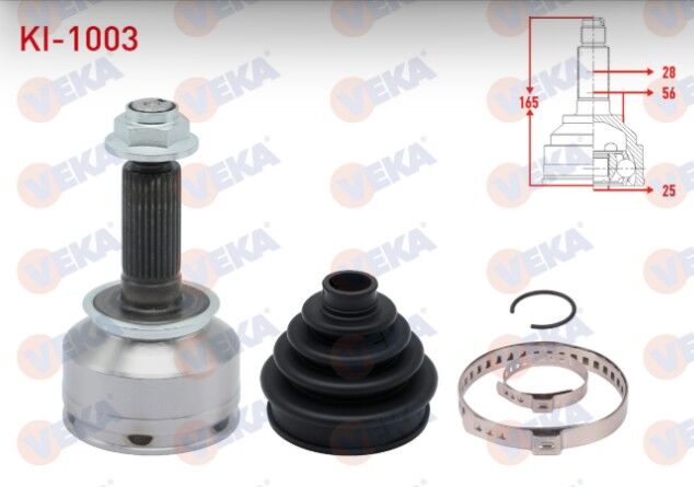 Kia Sorento I (JC) 2.5 CRDI 28X25X56 Uzunluk 165mm 2002-2009 Aks Kafası Sol-Sağ Ön Dış