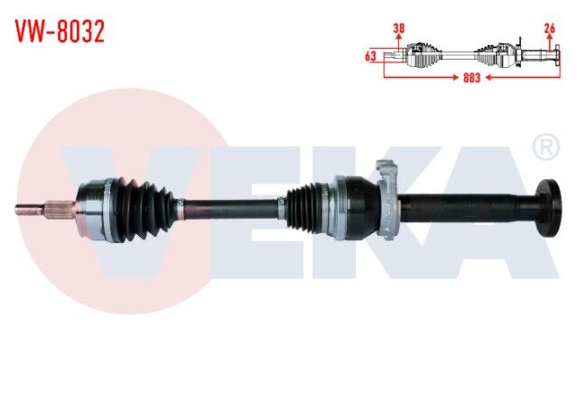Volkswagen Transporter VI 2.0 TDI M-T Uzunluk 883mm 2015- Komple Aks Sağ Ön