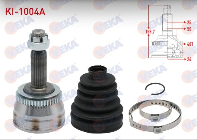 Kia Rio II 1.5 CRDI Absli 48 25X24X50 Uzunluk 158mm 2006-2011 Aks Kafası Sol-Sağ Ön Dış