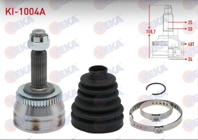 Kia Rio II 1.5 CRDI Absli 48 25X24X50 Uzunluk 158mm 2006-2011 Aks Kafası Sol-Sağ Ön Dış