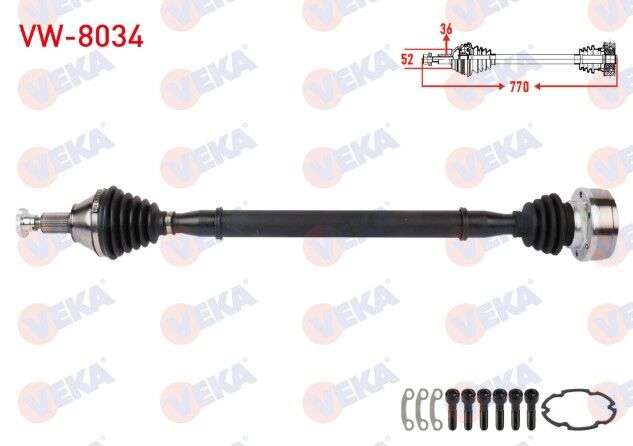 Volkswagen Polo (6R,6C) 1.4 M-T Uzunluk 515mm 2009-Komple Aks Sağ Ön