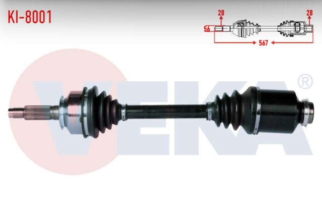 Kia Sorento I (JC) 2.5 CRDI A-T Uzunluk 567mm 2002-2009 Komple Aks Sağ Ön