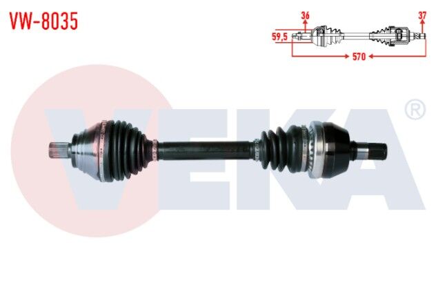 Vokswagen Tiguan (5N_) 2.0 TDI 6 Vites A-T 4 Motion Uzunluk 570mm 2007-2016 Komple Aks Sol Ön