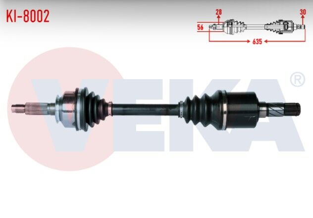 Kia Sorento I (JC) 2.5 CRDI A-T Uzunluk 635mm 2002-2009 Komple Aks Sol Ön