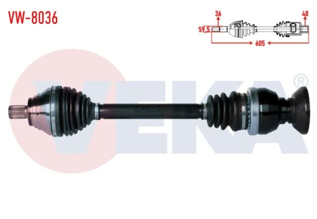 Volkswagen Tiguan (5N_) 2.0 TDI 6 Vites A-T 4 Motion Uzunluk 605mm 2007-2016 Komple Aks Sağ Ön