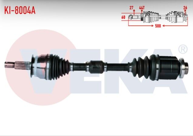 Kia Cerato (LD) 1.6 CRDI M-T Absli 44 Dış Uzunluk 588mm 2004-2012 Komple Aks Sağ Ön