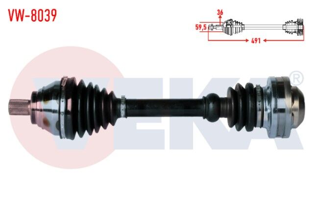 Volkswagen Golf V (1K1) 2.0 TDI M-T 6 İleri CFFB Uzunluk 491mm 2003-2009 Komple Aks Sol Ön