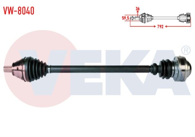 Volkswagen Golf V (1K1) 2.0 TDI M-T 6 İleri 2003-2009 Komple Aks Sağ Ön Uzunluk 792mm