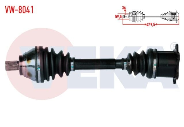 VW Golf VII (5G1) 2.0 TDI A-T DSG 13-/ Passat (362) 2.0 TDI A-T 10-14/ Caddy IV (SAA) 2.0 TDI A-T 15-/ CC B7 (358) 2.0 TDI A-T 12-16 /Audi A3 (8V1) 2.0 TDI A-T 12-16 Komple Aks Sol Ön Uzunluk 479,5mm