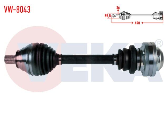 Volkswagen Tiguan (5N_) 1.4 TFSI M-T Uzunluk 490mm 2007-2016 Komple Aks Sol Ön